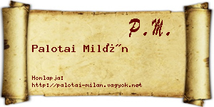 Palotai Milán névjegykártya